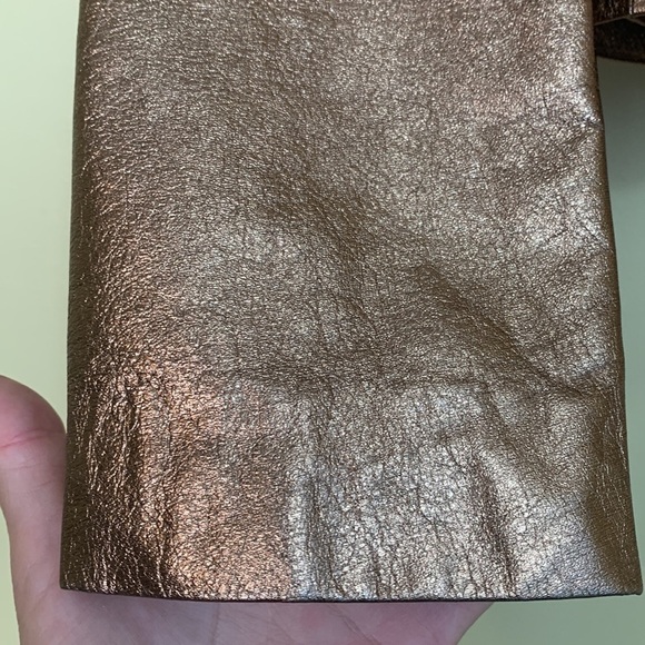 Carla New York | Vintage Rose Gold Leather Open Front Lined Lightweight Jacket 6 - Picture 6 of 17